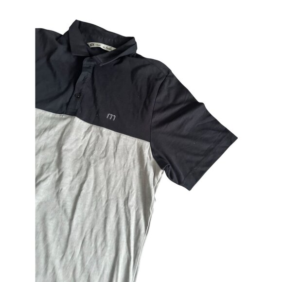 TRAVIS MATHEW Black Gray Colorblock Polo Shirt Size Medium - Picture 6 of 8
